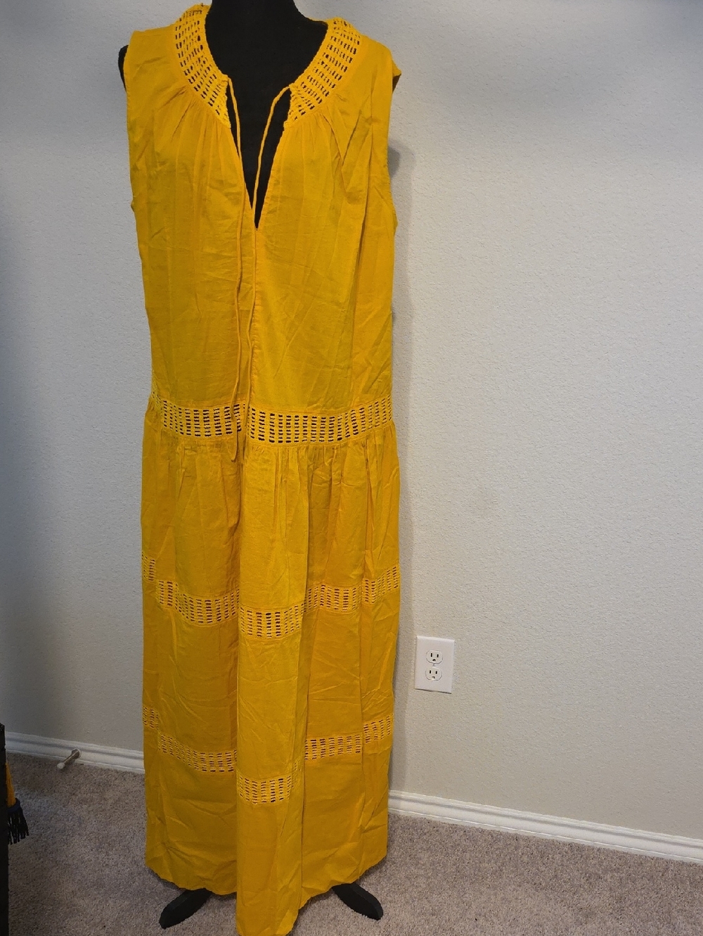 Loft Yellow Beach Maxi Dress with Crochet Trim